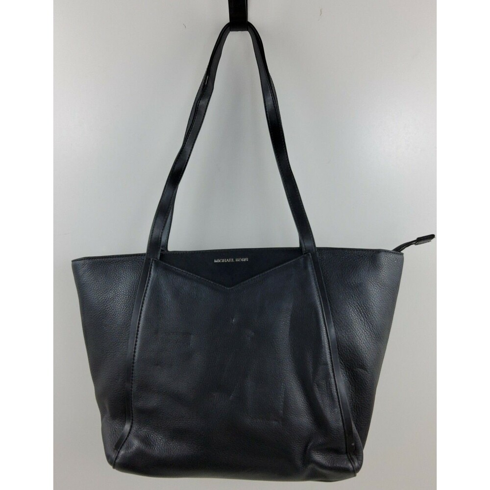 Michael Kors Whitney Large Pebbled Soft Black Tote Shoulder Handbag Purse Black